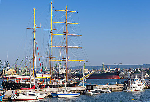 大,帆船,游艇,港口,瓦尔纳,保加利亚