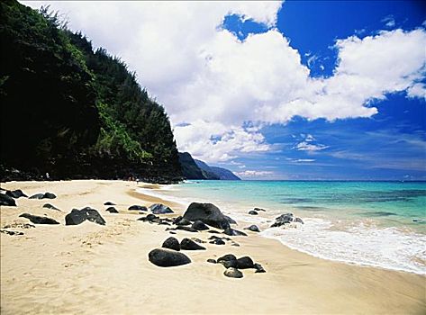 夏威夷,考艾岛,纳帕利海岸,海滩,海岸线,海耶纳,州立公园