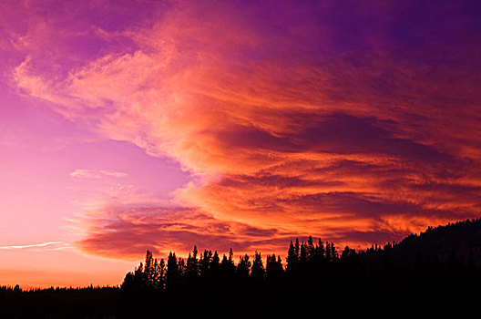 日落,上方,优胜美地国家公园,加利福尼亚