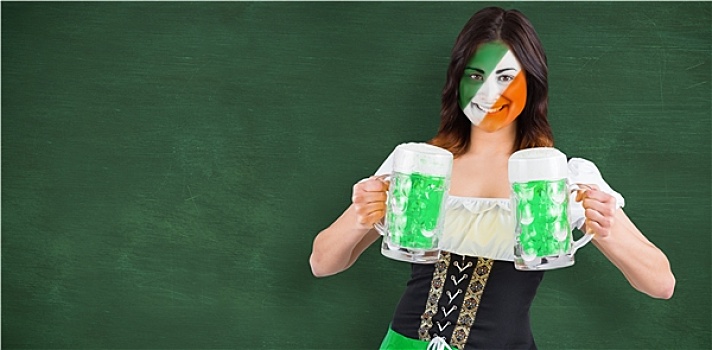 合成效果,图像,爱尔兰人,女孩,啤酒