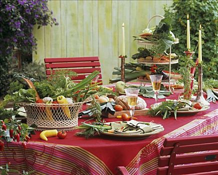 桌子,蔬菜雕饰,户外