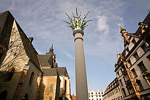 平和,柱子,莱比锡,广场,户外,成功,德国,移动