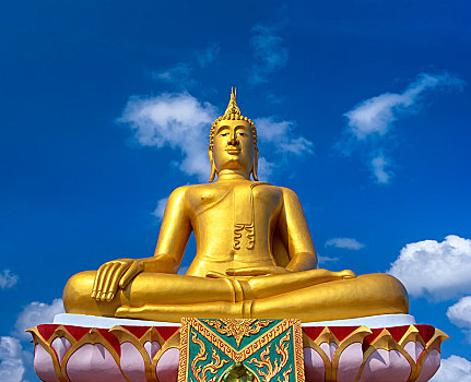 高,大佛,雕塑,寺院,庙宇,苏梅岛,南方,泰国,亚洲