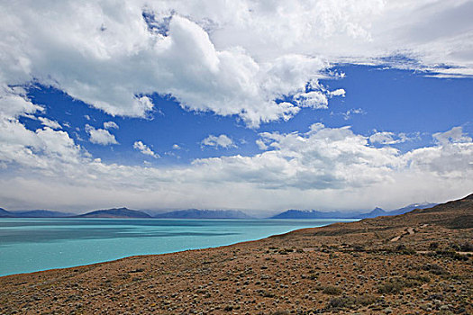 远眺,蓝色,结冰,湖,阿根廷湖,巴塔哥尼亚,阿根廷,南美,北美