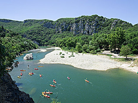 皮划艇,河,隆河阿尔卑斯山省,法国,欧洲