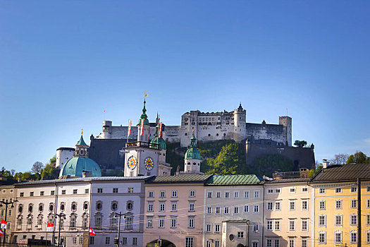 美女,风景,萨尔茨堡,天际线,霍亨萨尔斯堡城堡,夏天,奥地利