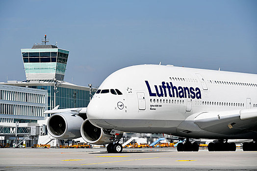 汉莎航空公司,空中客车,慕尼黑,机场,上巴伐利亚,巴伐利亚,德国,欧洲