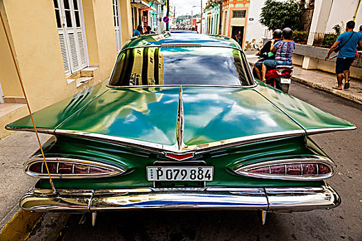 老爷车,道路,绿色,圣克拉拉,古巴,北美