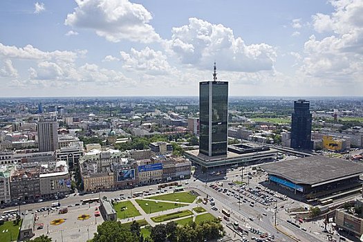 俯视,华沙,宫殿,文化,科学,波兰