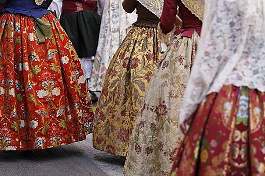 女人,传统服饰,街道,瓦伦西亚,西班牙