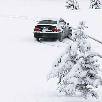 汽车,滑,大雪,驾驶,停车场,加拿大