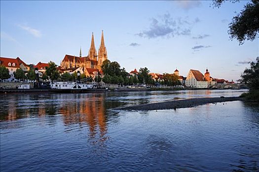 雷根斯堡,大教堂,多瑙河,巴伐利亚,德国