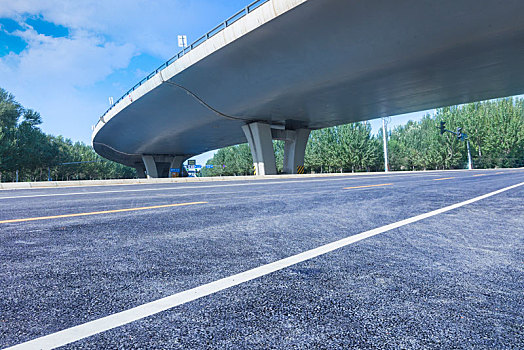 蓝天立交桥下的沥青道路,汽车广告道路素材