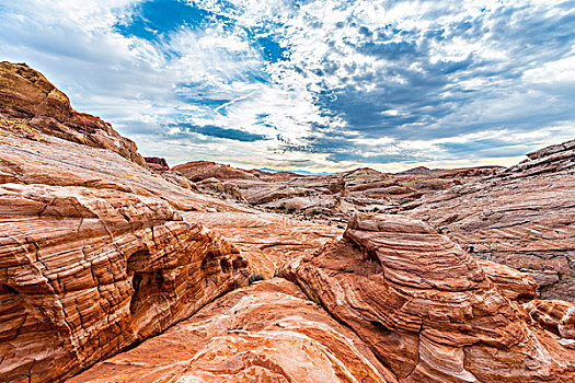 红色,橙色,砂岩,石头,火焰谷州立公园,莫哈维沙漠,内华达,美国,北美