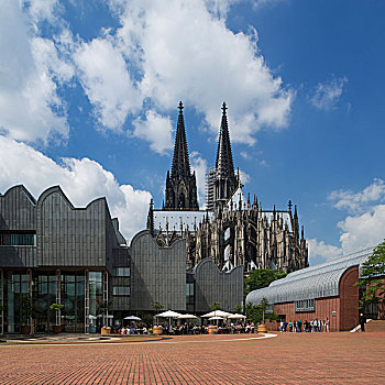 风景,博物馆,科隆,大教堂,北莱茵威斯特伐利亚,德国,欧洲