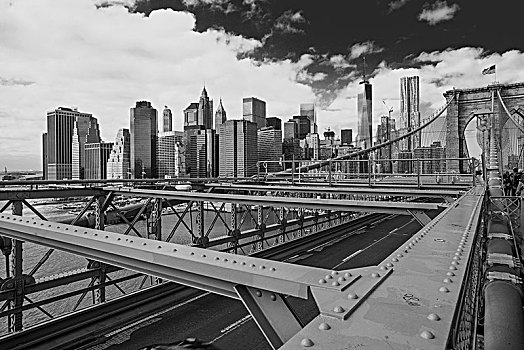 风景,布鲁克林大桥,摩天大楼,纽约,美国