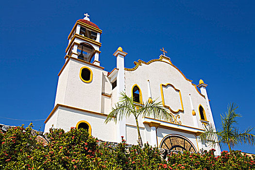 仰视,教堂,瓦哈卡州,墨西哥