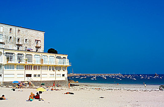 海滩,住宅,房子,胜地,布列塔尼半岛,法国