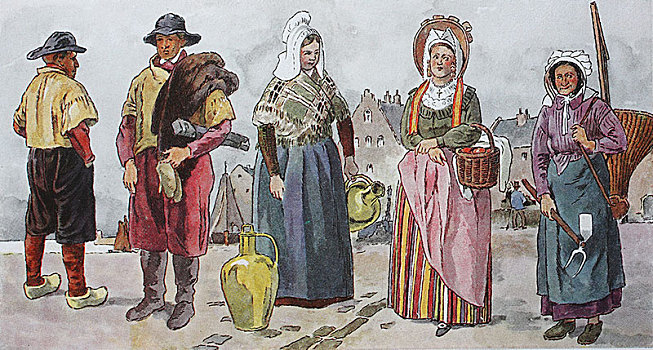 人,传统服装,时尚,服饰,衣服,比利时,19世纪,插画,欧洲