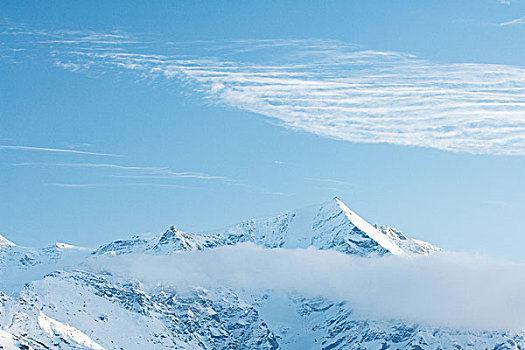 雪山,围绕,云