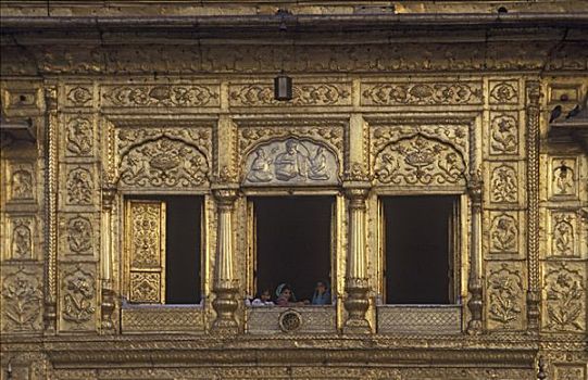 金庙,印度,寺庙,锡克教徒,特写,建筑,女孩,窗户,旁遮普