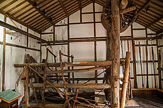 四川自贡市盐业历史博物馆展示的古代凿井碓架
