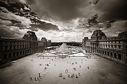 巴黎,法国,五月,卢浮宫,特写,外景,上方,展示,留白,最大,博物馆