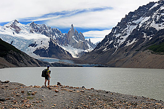 山,顶峰,冰河,泻湖,巴塔哥尼亚,阿根廷,南美
