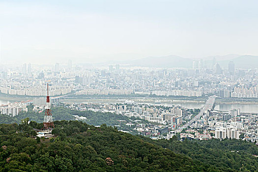 韩国首都首尔的俯视风景