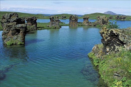 冰岛,北方,石头,水中