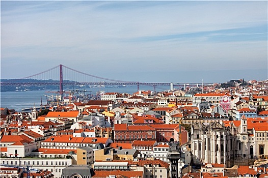 城市,里斯本,俯视,葡萄牙