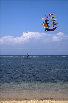 风筝,船,沙努尔,巴厘岛