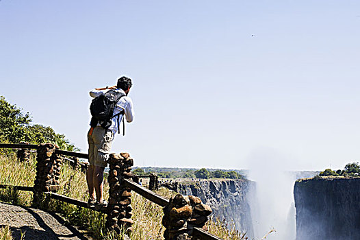 中年,男人,摄影,维多利亚瀑布,赞比亚