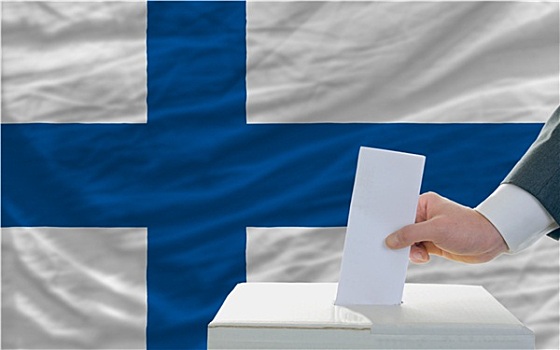 男人,投票,选举,芬兰,正面,旗帜