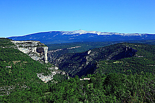法国,普罗旺斯,沃克吕兹省,峡谷,靠近,旺图山,全视图