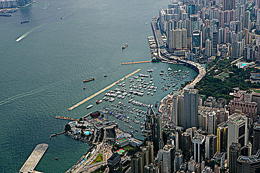 航拍,俯视,铜锣湾,维多利亚港,香港