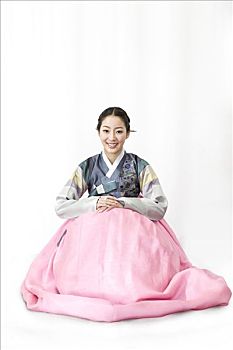 女青年,韩国人,传统服装