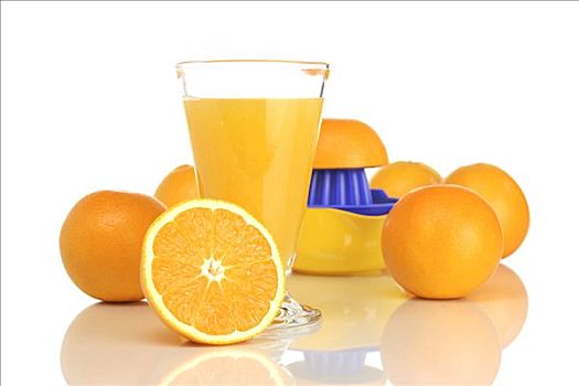 橙汁,玻璃杯,橘子,榨汁