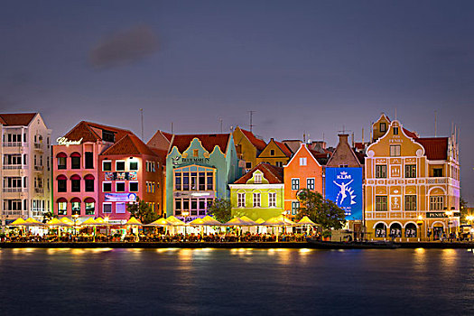 彩色,荷兰,建筑,线条,码头,威廉斯塔德,西印度群岛