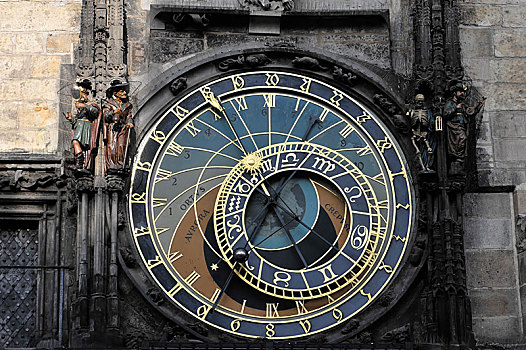 天文钟,市政厅,塔,老城广场,布拉格,捷克共和国,欧洲