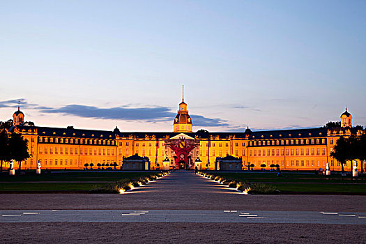 光亮,卡尔斯鲁厄,宫殿,巴登符腾堡,德国,欧洲