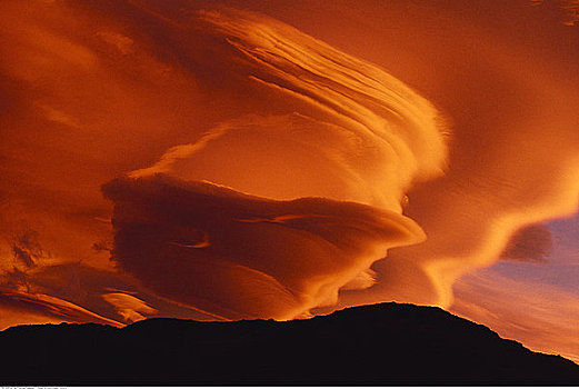 日落,靠近,洛斯格拉希亚雷斯国家公园,阿根廷