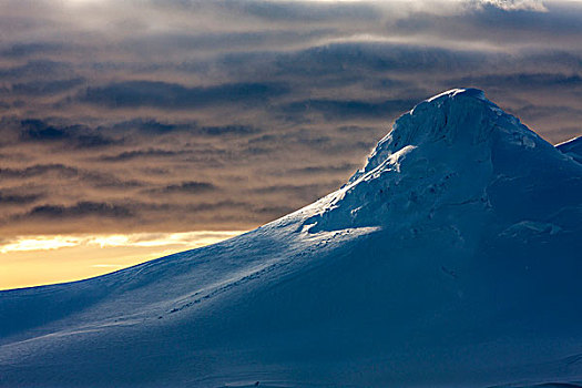 南极,夕阳,山峰