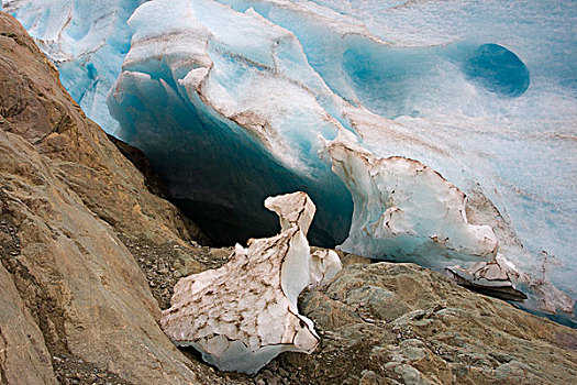冰河,特写,楚加奇州立公园,阿拉斯加,夏天