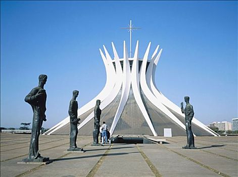 雕塑,正面,大教堂,设计,建筑师,奥斯卡-涅梅耶,巴西利亚,巴西