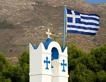 钟楼,旗帜,希腊