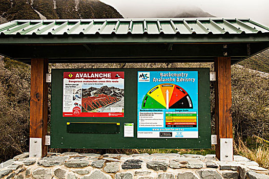 边远地区,警告标识,球,库克山国家公园,坎特伯雷,新西兰