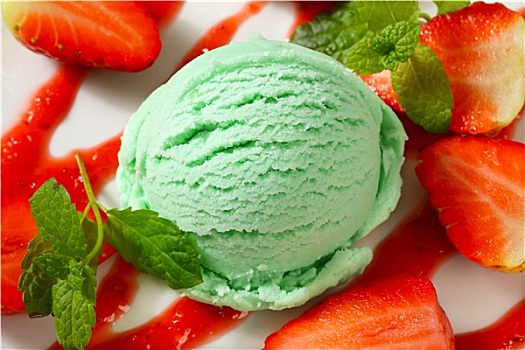 绿色,冰淇淋,草莓