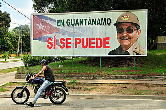 摩托车手,正面,标识,革命,宣传,古巴,加勒比