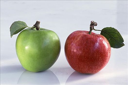 两个,苹果,红色,美味,一个,澳洲青苹果